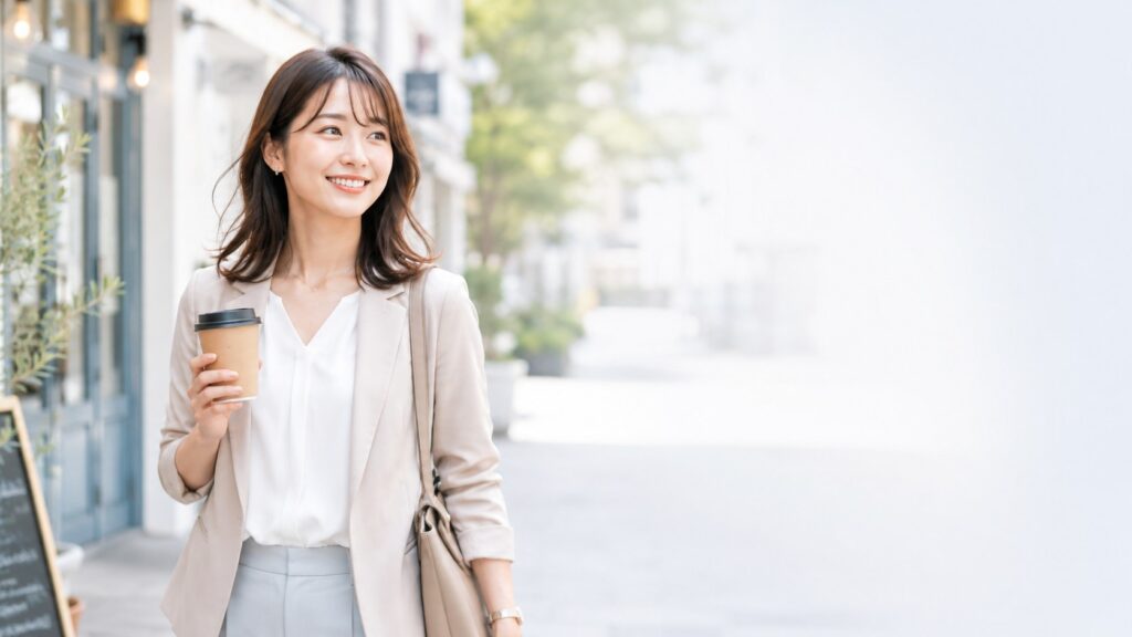 仕事帰りや食事前後にホワイトニングカフェへ通いたい女性のイメージ