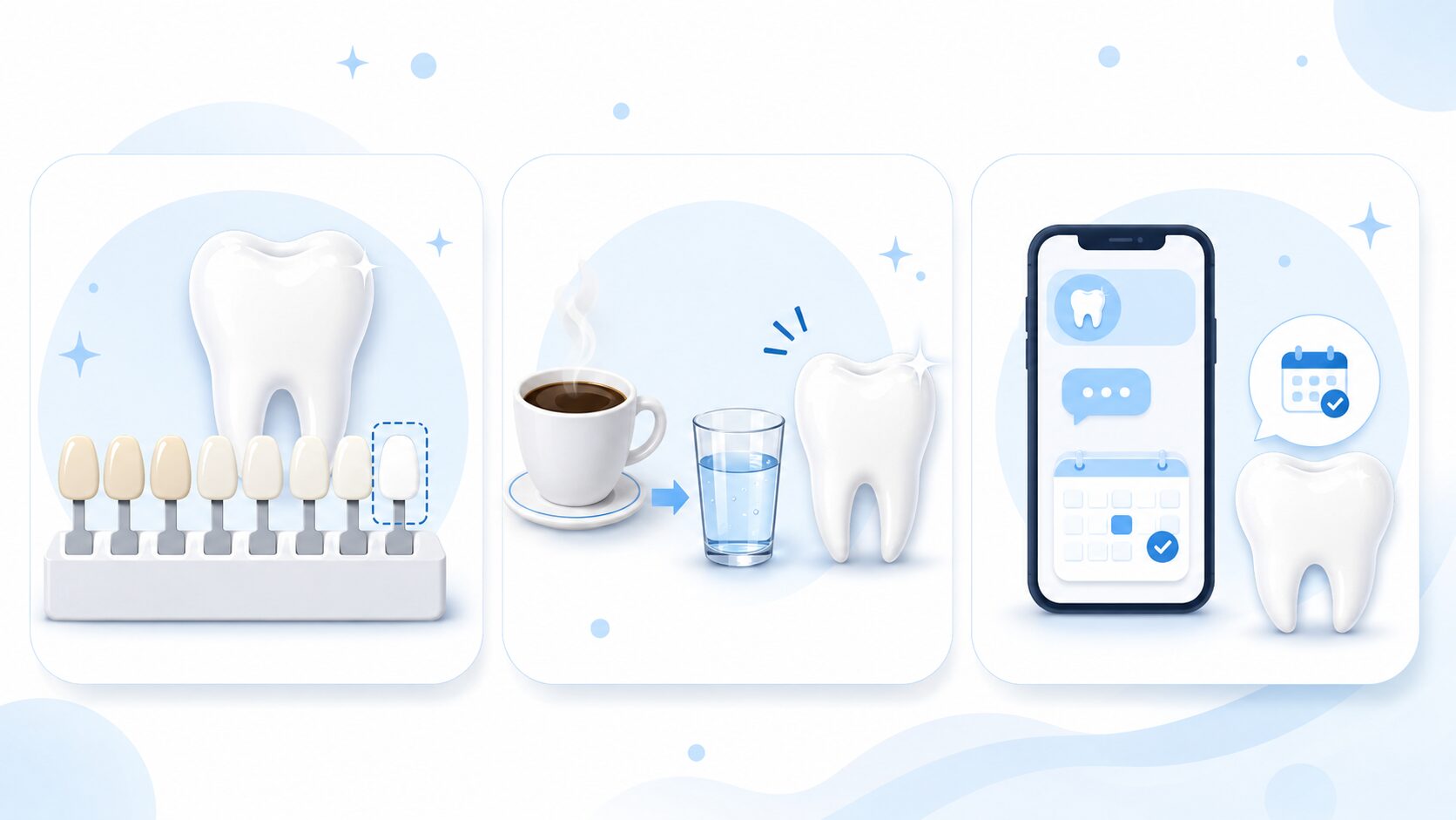 ホワイトニングカフェを利用する前に確認したいポイントをイメージした画像
