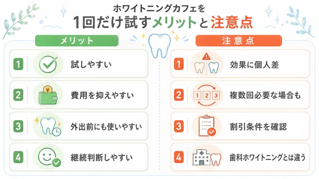 ホワイトニングカフェの1回だけ利用でよくある質問