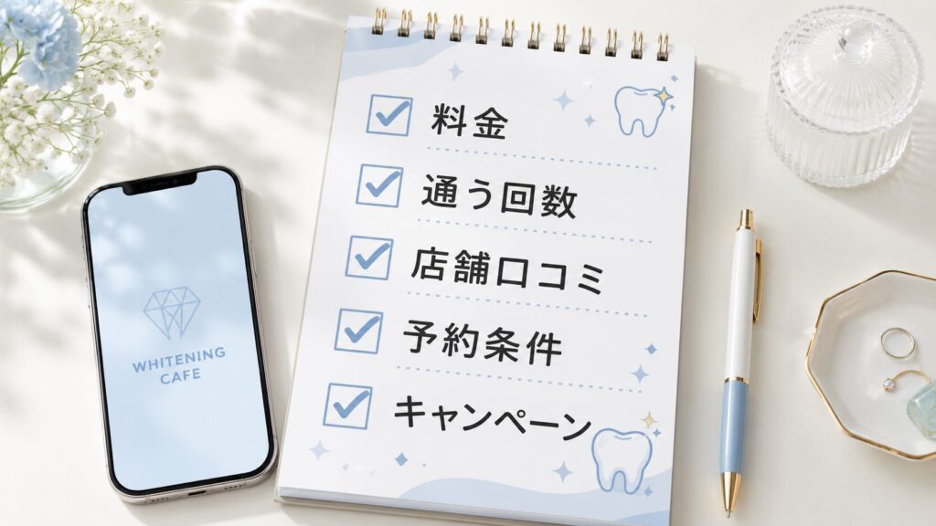 ホワイトニングカフェ予約前に確認したい項目のチェックリスト