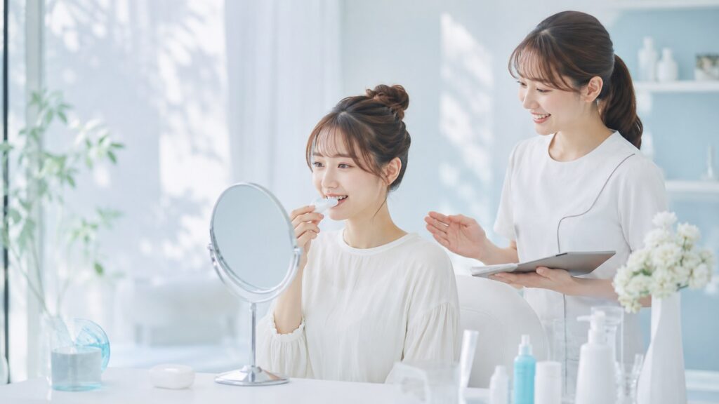 ホワイトニングカフェのセルフ施術を初めて受ける人のイメージ